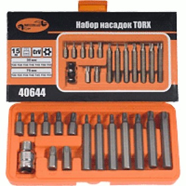 Набор звездочек 15пр. (TORX с отверстием) (АвтоDело) 40644