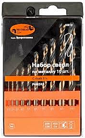 Набор сверл по металлу Р6М5К5 1,0-10мм (19шт.пласт/ф) АвтоDело PRO (40819)