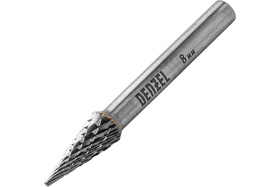 Борфреза по металлу твердосплавная, коническая, тип-M, 8 мм// Denzel
