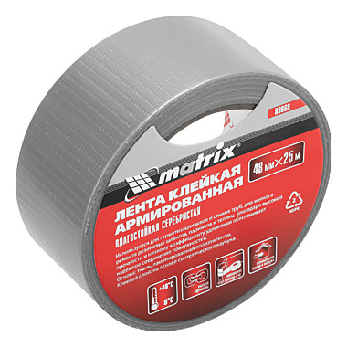 Лента армированная, влагостойкая, 48мм х 25м, серебристая// Matrix