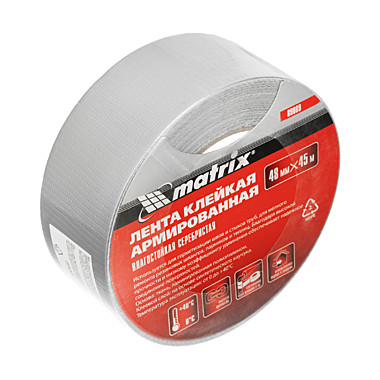 Лента клейкая армированная, влагостойкая, 48 мм х 45 м, серебристая// Matrix