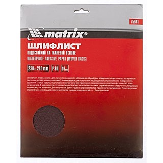 Шлифлист на тканевой основе, P 80, 230 х 280 мм, 10 шт., водостойкий// Matrix