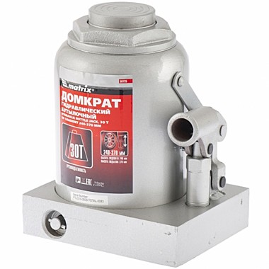 Домкрат гидравлический бутылочный, 30 т, h подъема 260-415 мм// Matrix